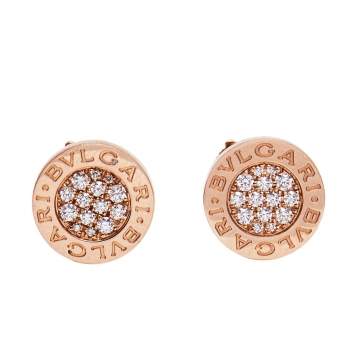 Pre Owned Bvlgari Bvlgari Diamonds 18k Rose Gold Stud Earrings