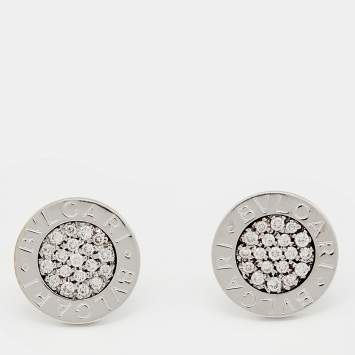 Pre Owned Bvlgari Bvlgari Diamond 18k White Gold Stud Earrings