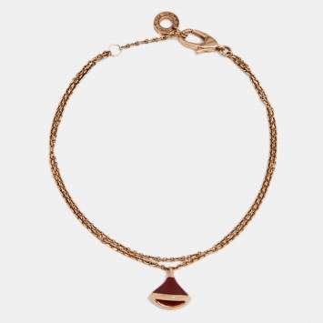 Pre Owned Bvlgari Divas' Dream Carnelian 18k Rose Gold Charm Bracelet  SM