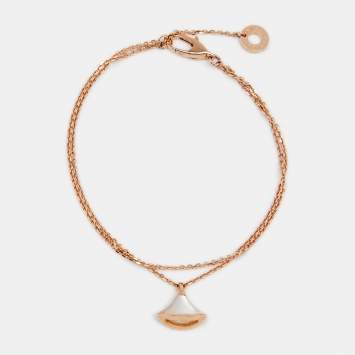 Pre Owned Bvlgari Divas' Dream Mother of Pearl 18K Rose Gold Charm Bracelet SM