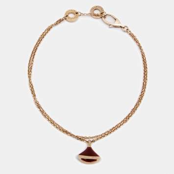 Pre Owned Bvlgari Divas' Dream Carnelian 18k Rose Gold Charm Bracelet SM