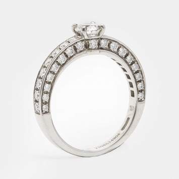 Pre Owned Bvlgari Dedicata A Venezia 0.33 ct Solitate Paved Diamond Platinum Ring Size 48