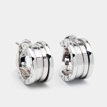 Pre Owned Bvlgari B.Zero1 18K White Gold Hoop Earrings
