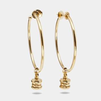 Pre Owned Bvlgari B.Zero1 18K Yellow Gold Hoop Charm Earrings