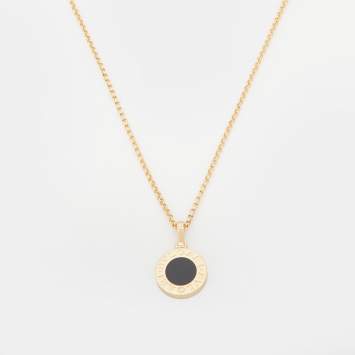 Pre Owned Bvlgari Bvlgari Onyx 18k Yellow Gold Pendant Necklace