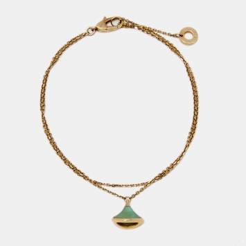 Pre Owned Bvlgari Divas' Dream Turquoise 18k Rose Gold Charm Bracelet M/L