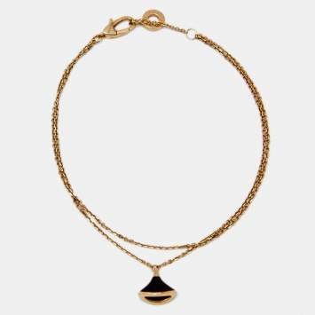 Pre Owned Bvlgari Divas' Dream Onyx 18k Rose Gold Charm Bracelet M/L
