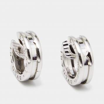Pre Owned Bvlgari B.Zero1 18k White Gold Small Hoop Earrings