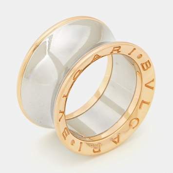 Pre Owned Bvlgari B.Zero1 Anish Kapoor 18k Rose Gold Stainless Steel Ring Size 53