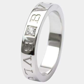Pre Owned Bvlgari Bvlgari Bvlgari 18K White Gold Diamond Ring EU 53