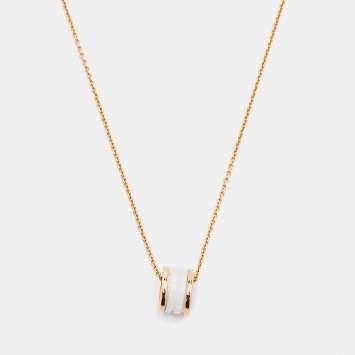 Bvlgari B.Zero White Ceramic 18k Rose Gold Pendant Necklace
