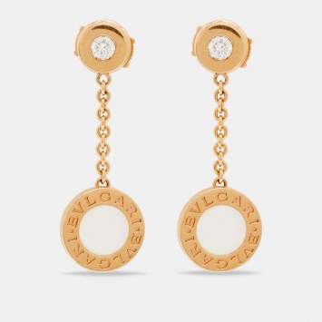 Bvlgari Bvlgari Diamond Mother of Pearl 18k Rose Gold Dangle Earrings