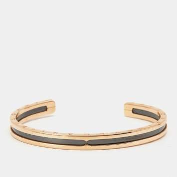Bvlgari B.Zero1 18k Rose Gold Steel Open Cuff Bracelet SM