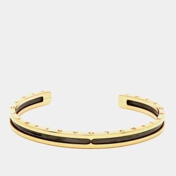 Pre Owned Bvlgari B.Zero1 18k Rose Gold Stainless Steel Open Cuff Bracelet SM