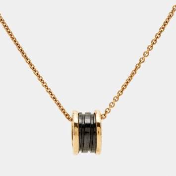 Pre Owned Bvlgari B.Zero1 Ceramic 18k Rose Gold Pendant Necklace
