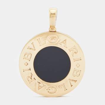Pre Owned Bvlgari Bvlgari Onyx 18k Yellow Gold Stainless Steel Reversible Pendant