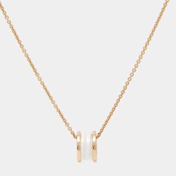 Bvlgari B.Zero1 Ceramic 18k Rose Gold Pendant Necklace