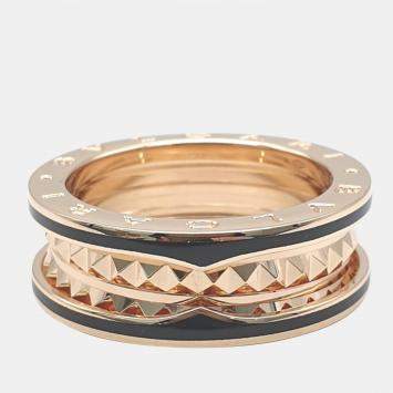 Pre Owned Bvlgari B.Zero1 18K Rose Gold Ceramic Ring EU 59