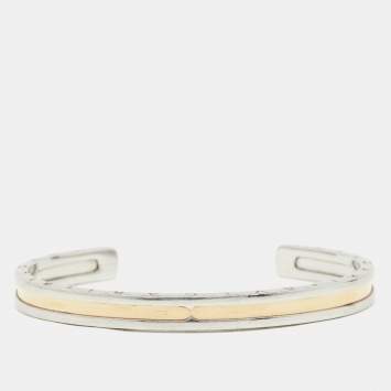 Bvlgari B.Zero1 Steel & 18K Yellow Gold Open Cuff Bracelet 