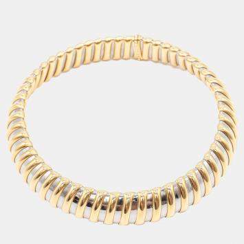Bvlgari Vintage Jumbo 20mm Tubogas Collar Necklace in 18K Yellow Gold and Stainless Steel 