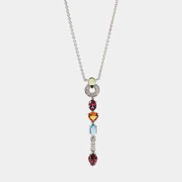 BVLGARI Allegra Diamond & Gemstones Pendant in 18k White Gold 0.3 CTW