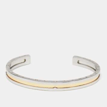 Bvlgari B.Zero1 18k Yellow Gold Stainless Steel Open Cuff Bracelet S
