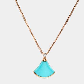 Bvlgari Divas' Dream Turquoise Diamond 18k Rose Gold Necklace