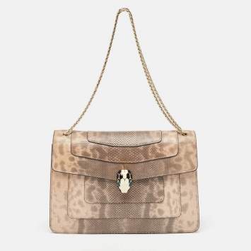 Bvlgari Beige Lizard Medium Serpenti Forever Shoulder Bag