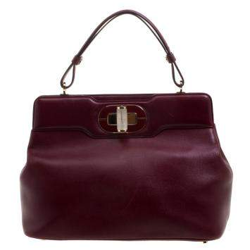 Pre Owned Bvlgari Burgundy Leather Isabella Rossellini Tote