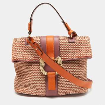 Pre Owned Bvlgari Pink/Orange Woven Leather Leoni Shoulder Bag