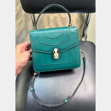 Pre Owned Bvlgari Green Serpenti Forever Top Handle Bag