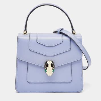 Bvlgari Light Blue Leather Small Serpenti Forever Top Handle Bag