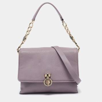 Bvlgari Lavender Leather Monette Flap Top Handle Bag