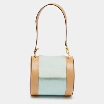 Bvlgari Tan/Light Blue Fabric B.Zero1 Shoulder Bag