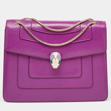 Bvlgari Magenta Pink Leather Large Serpenti Forever Shoulder Bag