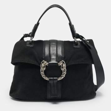 Bvlgari Black Canvas and Leather Leoni Shoulder Bag