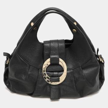 Bvlgari Black Leather Chandra Hobo
