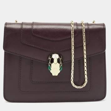 Pre Owned Bvlgari Plum Leather Small Serpenti Forever Shoulder Bag