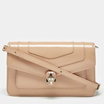 Bvlgari Pink Brushed Leather Serpenti Forever East West Shoulder Bag