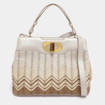 Bvlgari Beige/Brown Leather Isabella Rossellini Top Handle Bag