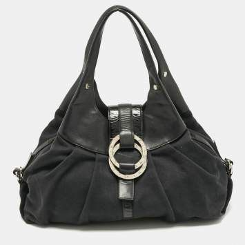 Bvlgari Black Canvas and Leather Chandra Hobo