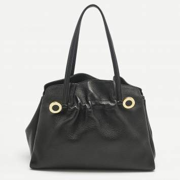 Pre Owned Bvlgari Black Leather Twist Tote