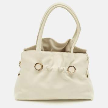 Pre Owned Bvlgari White Leather Twist Tote