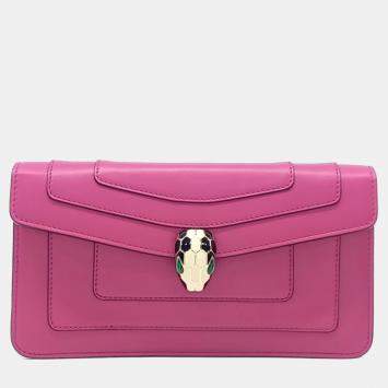 مملوكة مسبقًا حقيبة كتف بسلسلة بلغاري سيربنت ي جلد وردي