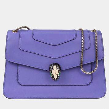 Pre Owned حقيبة كتف بلغاري جلد أرجواني سيربنـتي فوريفر