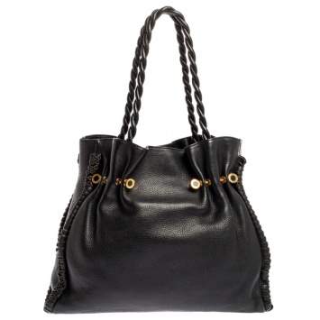 Pre Owned Bvlgari Black Leather Twistino Tina Shopper Tote