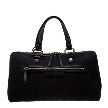 Pre Owned Bvlgari Black Logo Canvas Satchel
