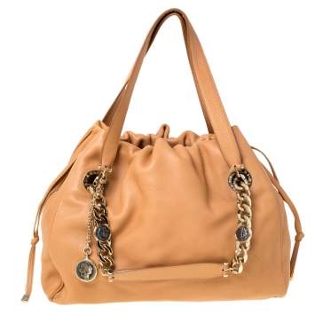 Pre Owned Bvlgari Beige Leather Bonton Tote