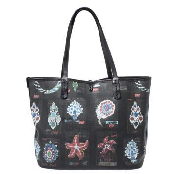 Pre Owned Bvlgari Black Printed Canvas Tote