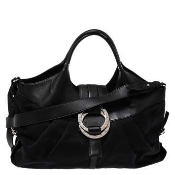 Pre Owned Bvlgari Black Canvas and Leather Chandra Hobo